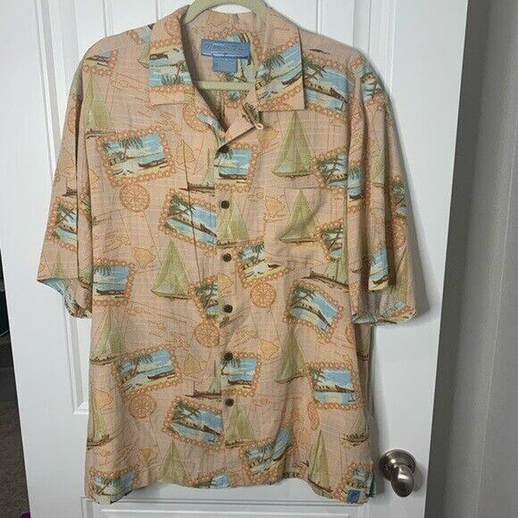 Bermuda Bay Large Silk Shirt Hawaiian Camp Collar Short Sleeve Button Up Men’s - Picture 2 of 6
